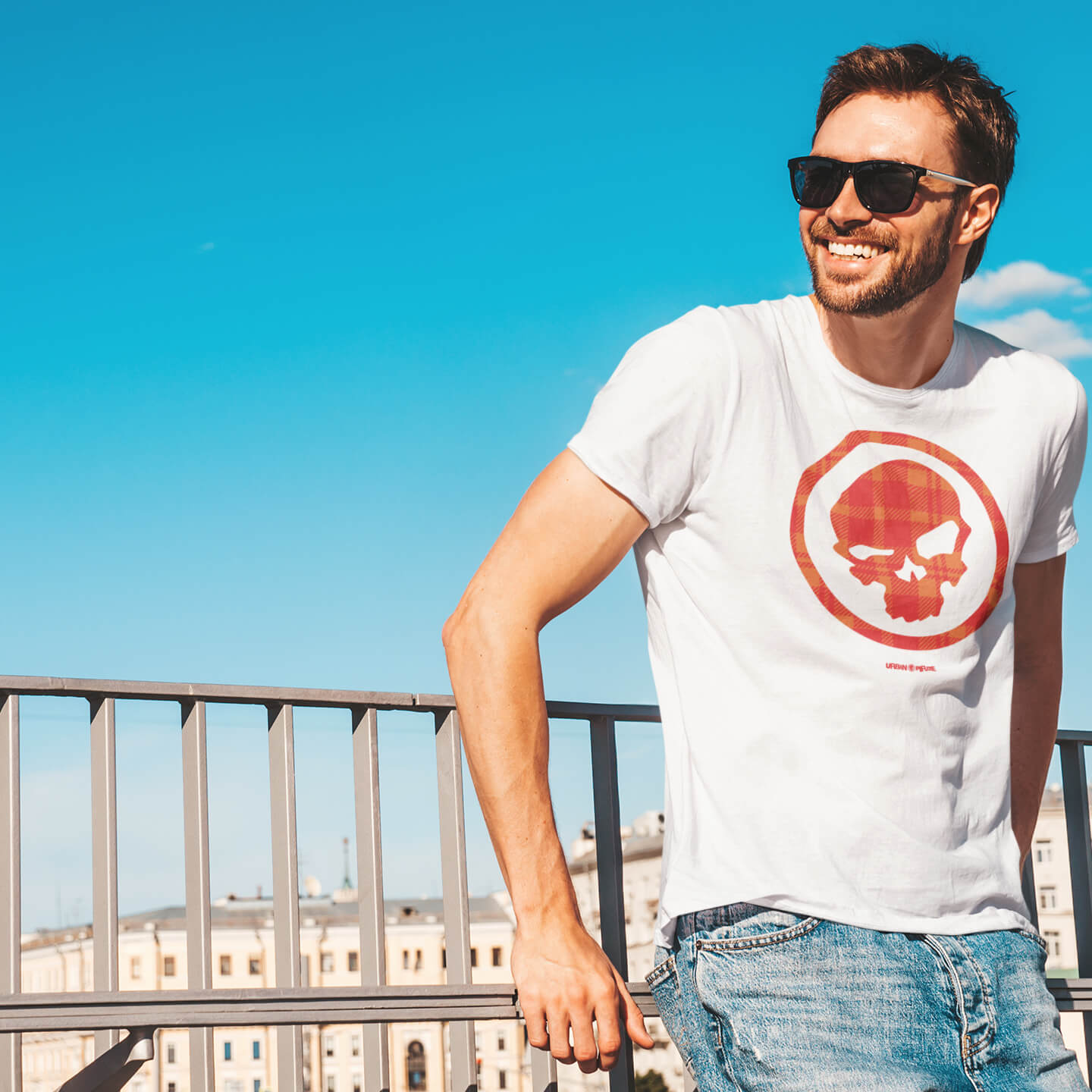 man-wearing-a-tartan-skull-white-urban-pirate-tshirt