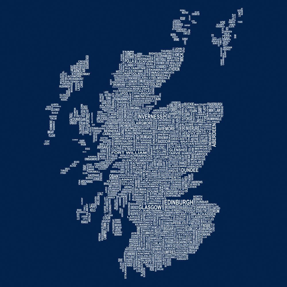 Scotland Map Names - Navy - Urban Pirate