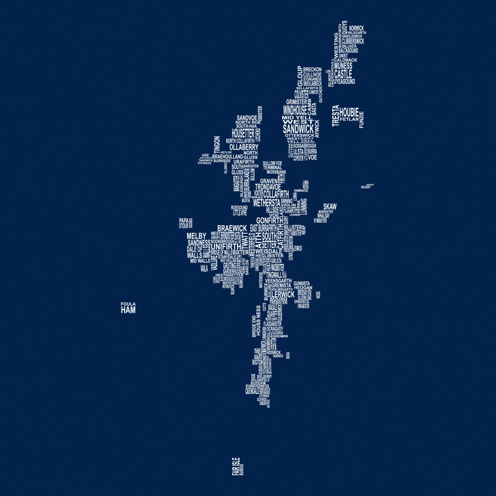 Shetland Map Names - Navy - Urban Pirate