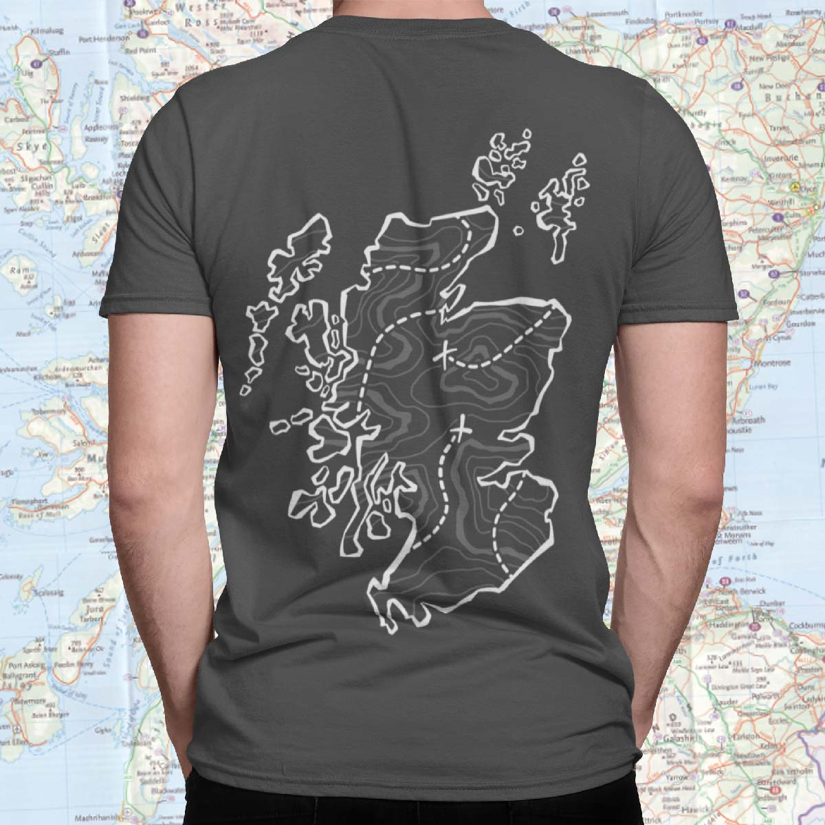 
                  
                    person wearing the get lost in scotland tshirt from the back
                  
                
