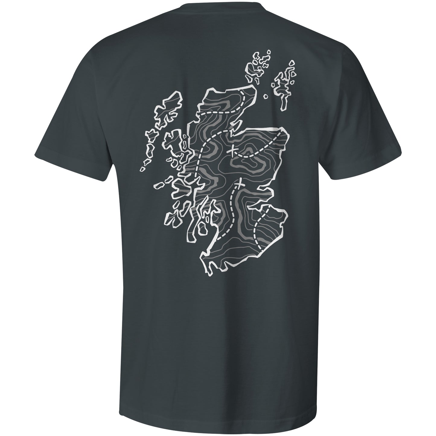ge lost in scotland map design on the back of the tshirt