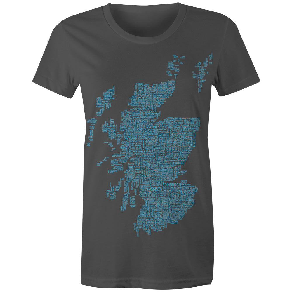 Scotland Map Names - Charcoal - UK8 - Urban Pirate