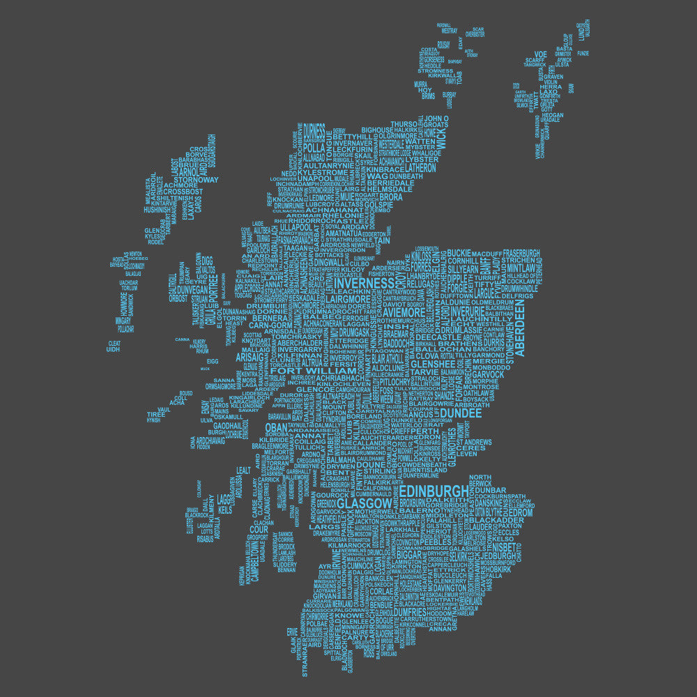 
                  
                    Scotland Map Names - Charcoal - UK8 - Urban Pirate
                  
                