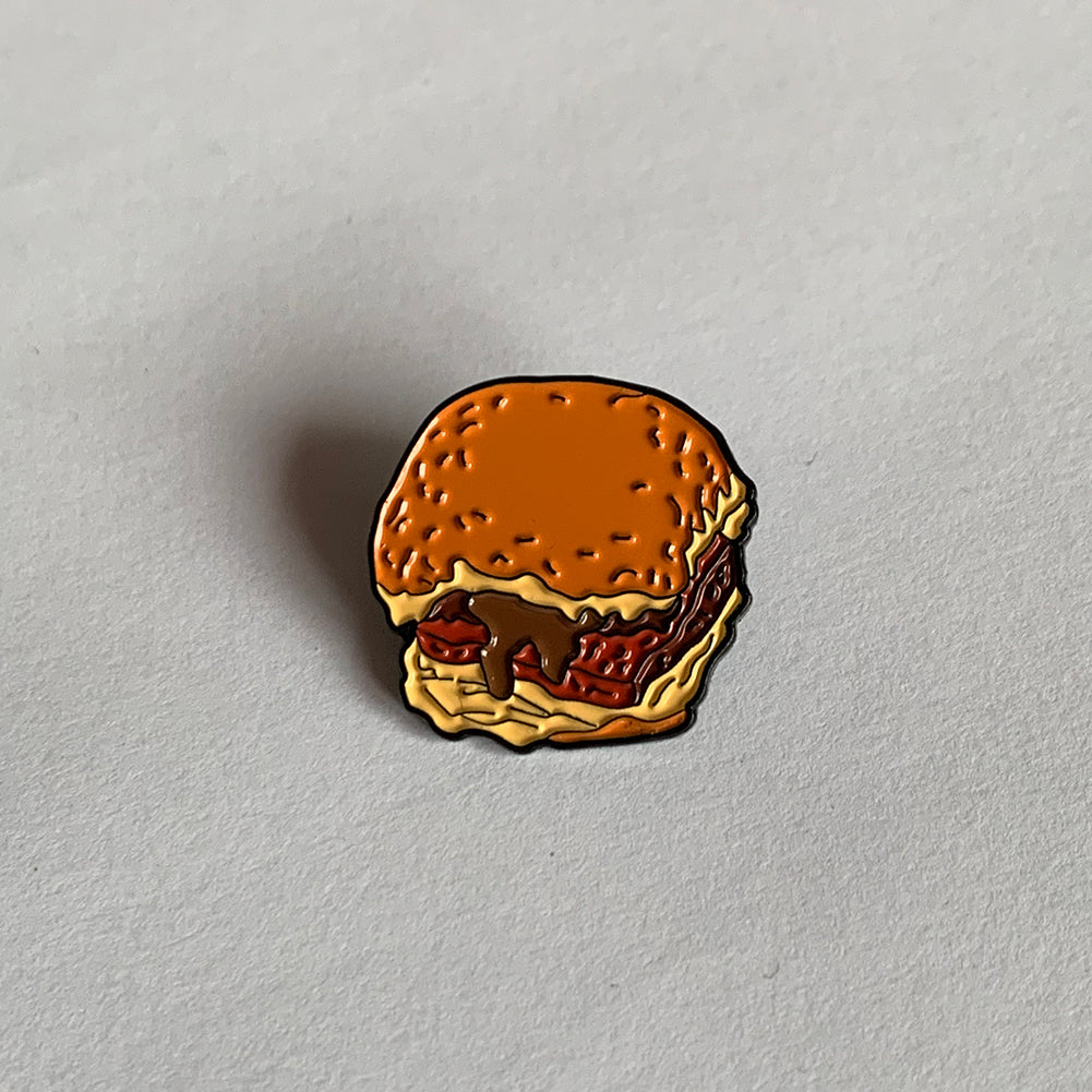 Square Sausage enamel Pin with brown sauce - Urban Pirate